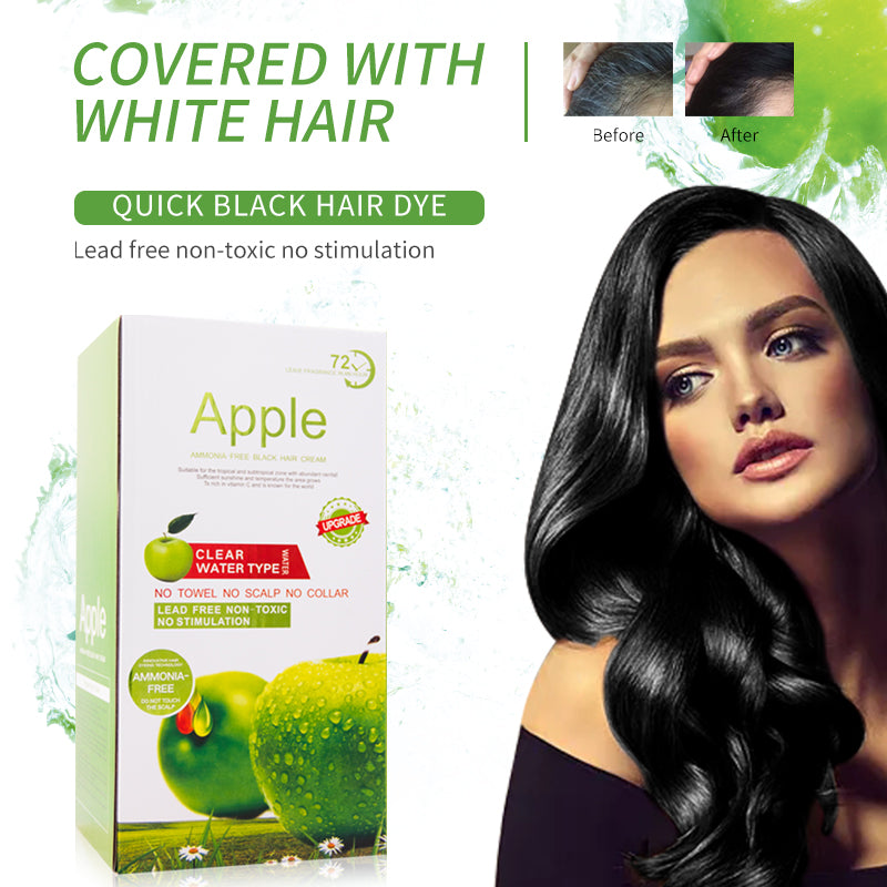 Ammonia Free Apple Fruit Magic Hair Dye Cream Clear Water Type for Men and Women Fast Cover White/Gray Hair Black Hair,