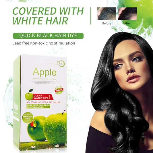 Ammonia Free Apple Fruit Magic Hair Dye Cream Clear Water Type for Men and Women Fast Cover White/Gray Hair Black Hair,